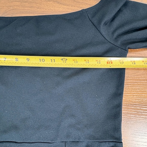 American Eagle Black Long Sleeve Stretchy Mini Dress Boat Neck with Slit Size L - Picture 9 of 13